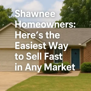 Exterior front view of a clean single-family home in Shawnee, Oklahoma used for a blog about the easiest way for Shawnee homeowners to sell their house fast in any market