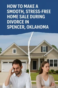 Couple going through divorce standing outside a house in Spencer Oklahoma, illustrating a smooth and stress-free home selling process with Remedy Home Buyers.