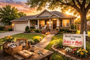 Choctaw inherited home at sunset symbolizing moving forward with peace after selling a family property
