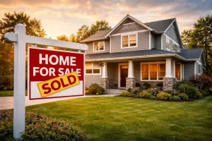 Tulsa home with sold sign after homeowner resolved tax issues and sold the property