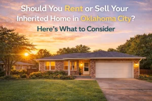 Brick home in Oklahoma City at sunrise representing inherited property decisions