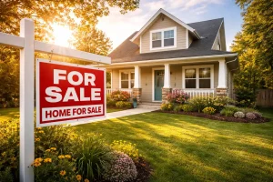 "Charming Midwest City home for sale with a well-kept lawn, inviting front porch, and vibrant flowers, representing a fresh start for homeowners."
