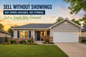 Del City home with message about selling without showings, open houses, or stress.