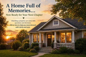 “inherited home in Spencer Oklahoma at sunset representing a simple stress free way to sell a property without repairs or hassle”