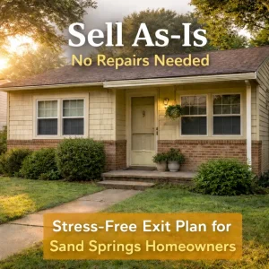 as-is home in Sand Springs with no repairs needed message showing a stress-free cash home sale option