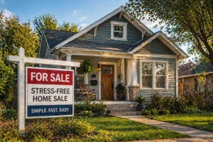 A well maintained Tulsa home with a for sale sign highlighting a simple and stress free home selling process