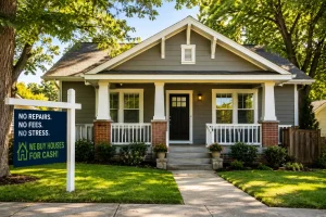 “Muskogee Oklahoma home for sale as is with no repairs, no fees, and fast cash offer message for homeowners looking for a stress free home sale”