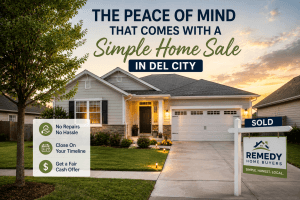 Beautiful Del City Oklahoma home with a sold sign representing a simple stress free home sale and peace of mind for homeowners