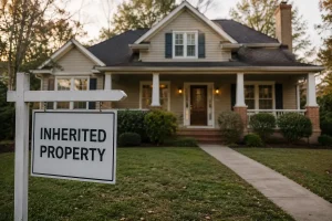 Inherited home in Norman Oklahoma with a for sale sign, representing the challenges and options homeowners face when managing an inherited property